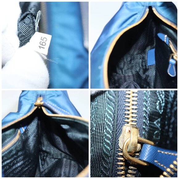 PRADA Hand Bag Nylon 2way Blue Gold Auth 138847 - Picture 15 of 16